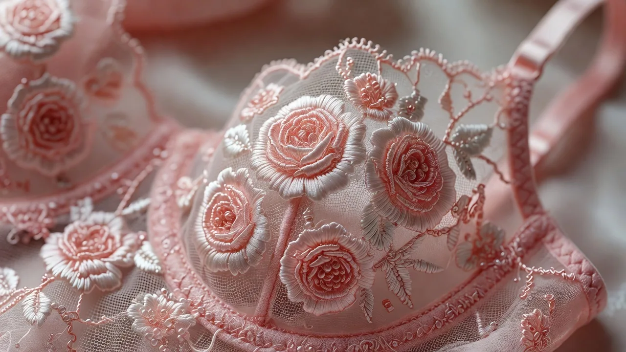 ローズ刺繍レースブラ